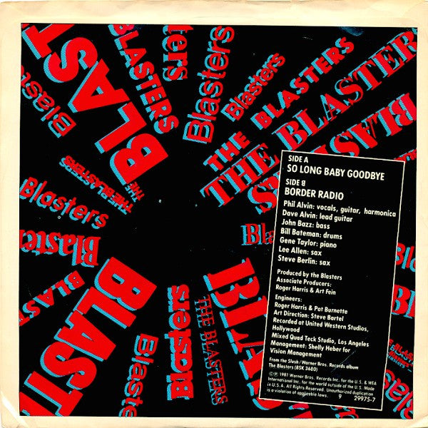 The Blasters : So Long Baby Goodbye (7", Single, Styrene, All)
