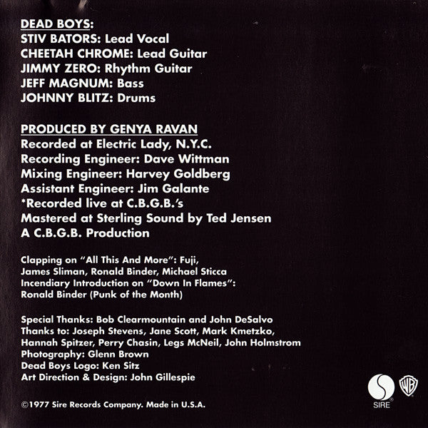 Dead Boys* : Young Loud And Snotty (CD, Album, RE, RP)