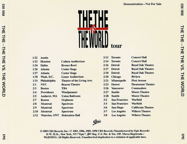 The The : The The Vs. The World (CD, Comp, Promo)
