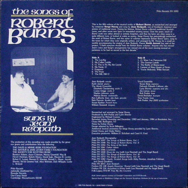 Robert Burns (4), Jean Redpath, Serge Hovey : The Songs Of Robert Burns, Volume Five (LP)