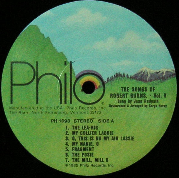 Robert Burns (4), Jean Redpath, Serge Hovey : The Songs Of Robert Burns, Volume Five (LP)