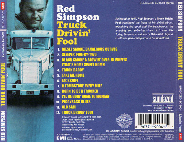 Red Simpson : Truck Drivin' Fool (CD, Album, RE, RM)