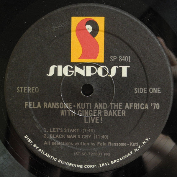 Fela Kuti And Africa 70 With Ginger Baker : Live! (LP, Album, Pre)