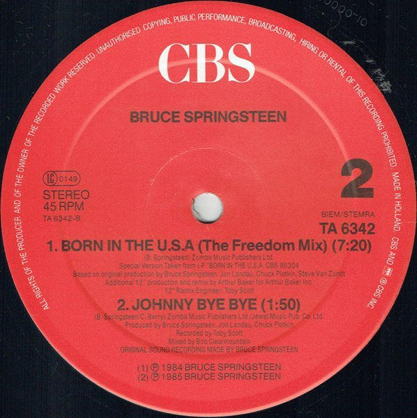 Bruce Springsteen : I'm On Fire / Born In The USA (12", Single, Red)