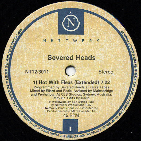 Severed Heads : Hot With Fleas (12", Single)