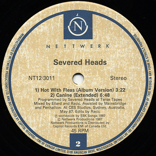 Severed Heads : Hot With Fleas (12", Single)