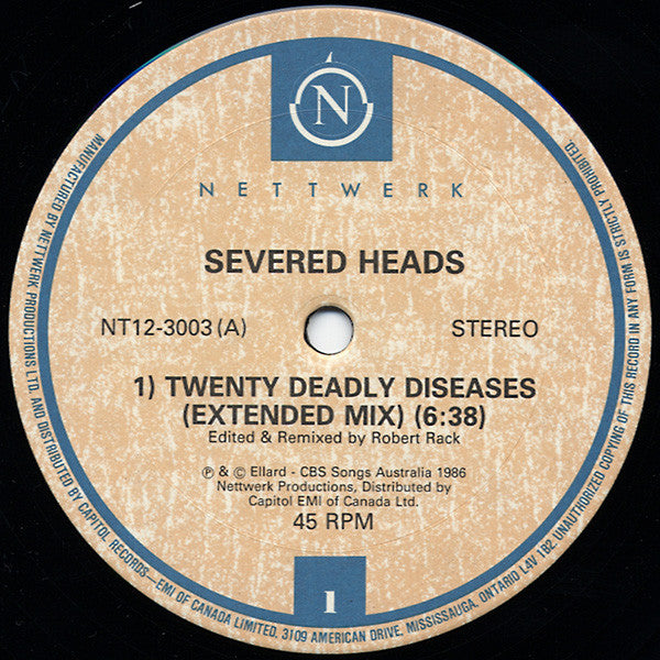 Severed Heads : Twenty Deadly Diseases (12")