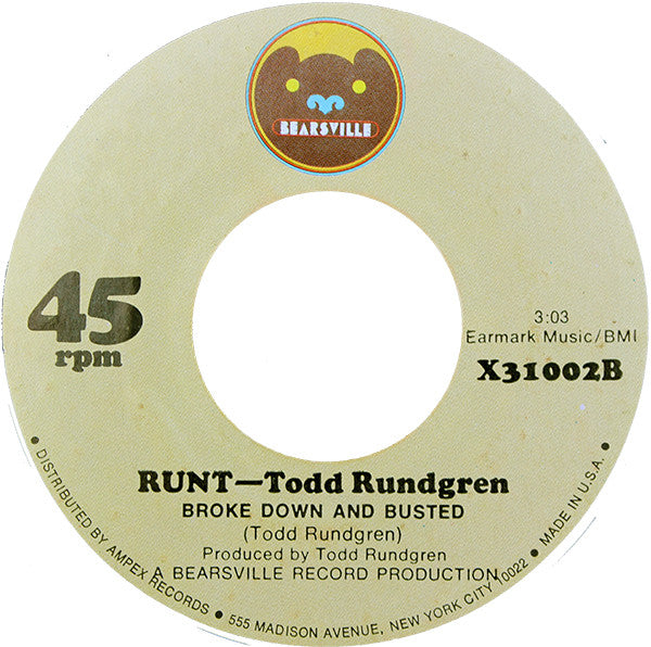 Runt - Todd Rundgren : Be Nice To Me (7", Single)