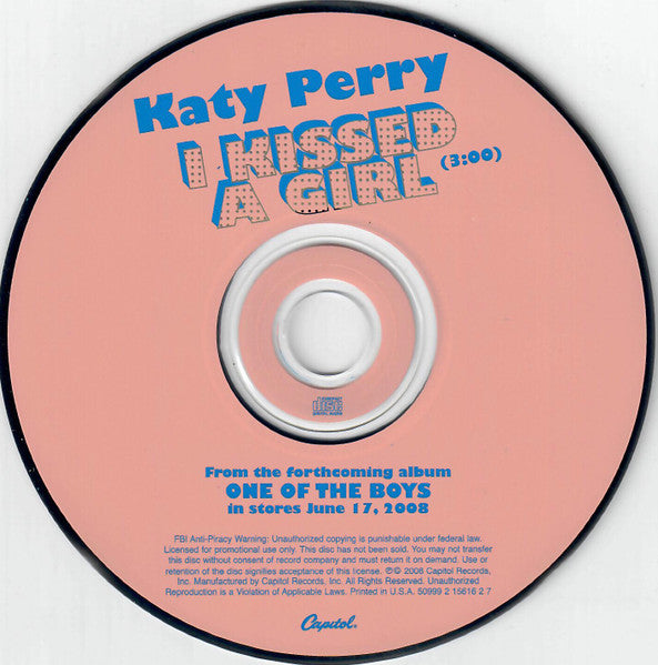 Katy Perry : I Kissed A Girl (CD, Single, Promo)