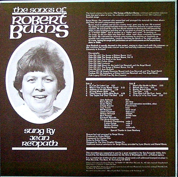 Robert Burns (4), Jean Redpath, Serge Hovey : The Songs of Robert Burns, Volume Four (LP, Album)