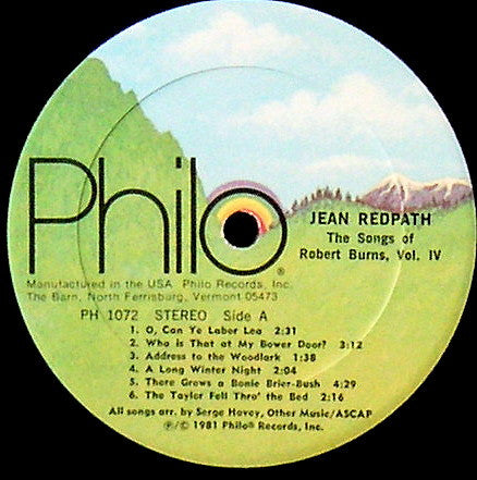Robert Burns (4), Jean Redpath, Serge Hovey : The Songs of Robert Burns, Volume Four (LP, Album)