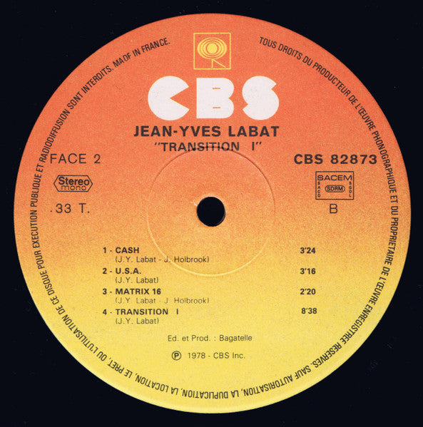 Jean-Yves Labat : Transition # 1 (LP, Album)