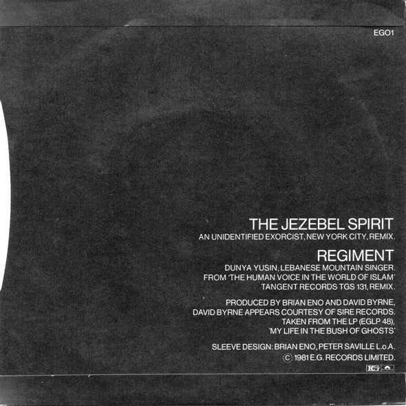 Brian Eno - David Byrne : The Jezebel Spirit (7")