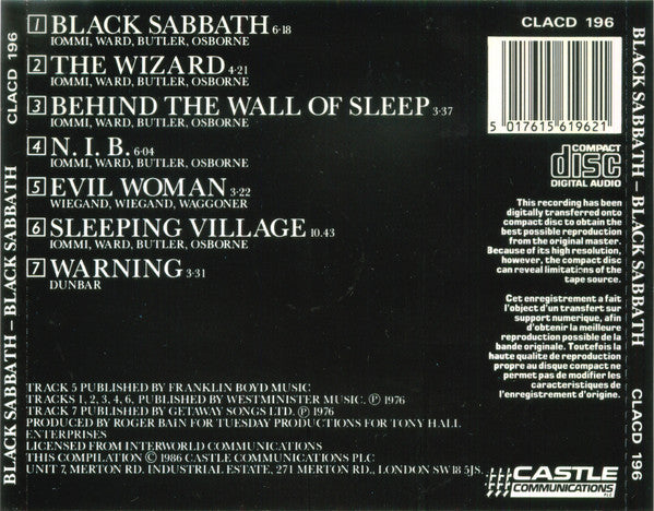 Black Sabbath : Black Sabbath (CD, Album, RE)