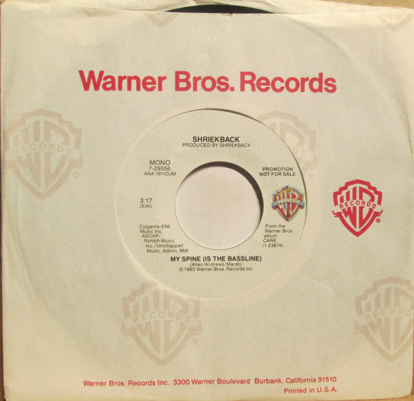 Shriekback : My Spine (Is The Bassline) (7", Mono, Promo)