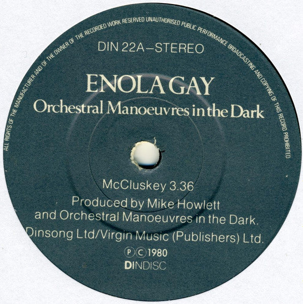 Orchestral Manoeuvres In The Dark : Enola Gay (7", Single, Bla)