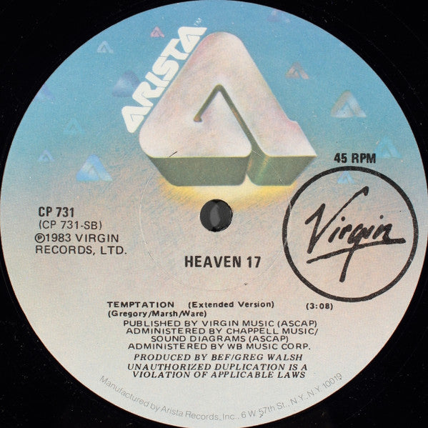 Heaven 17 : We Live So Fast / Temptation (12")