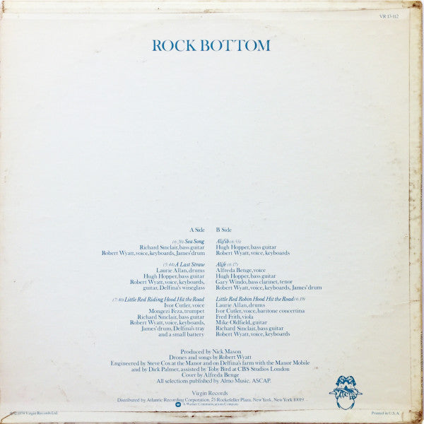 Robert Wyatt : Rock Bottom (LP, Album, Pre)