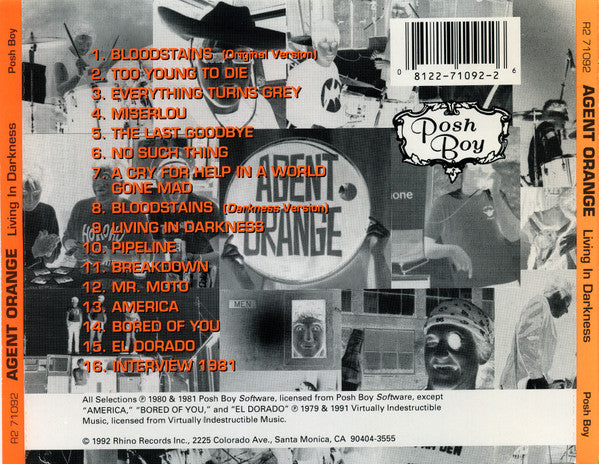 Agent Orange (7) : Living In Darkness (CD, Album, RE)