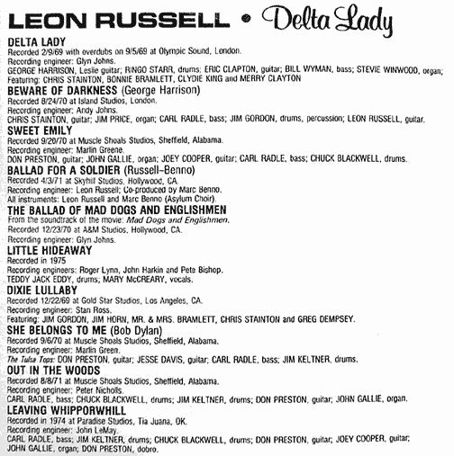 Leon Russell : Delta Lady (CD, Comp)