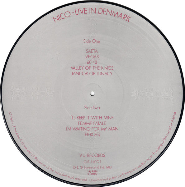 Nico (3) : Live In Denmark (LP, Album, Pic)