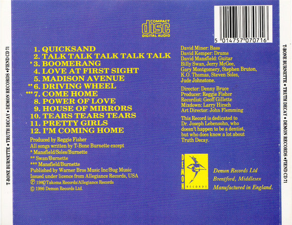 T-Bone Burnett : Truth Decay (CD, Album, RE)