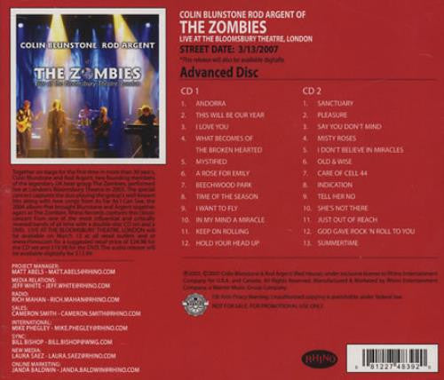 The Zombies : Live At The Bloomsbury Theatre, London (CDr, Album, Promo)