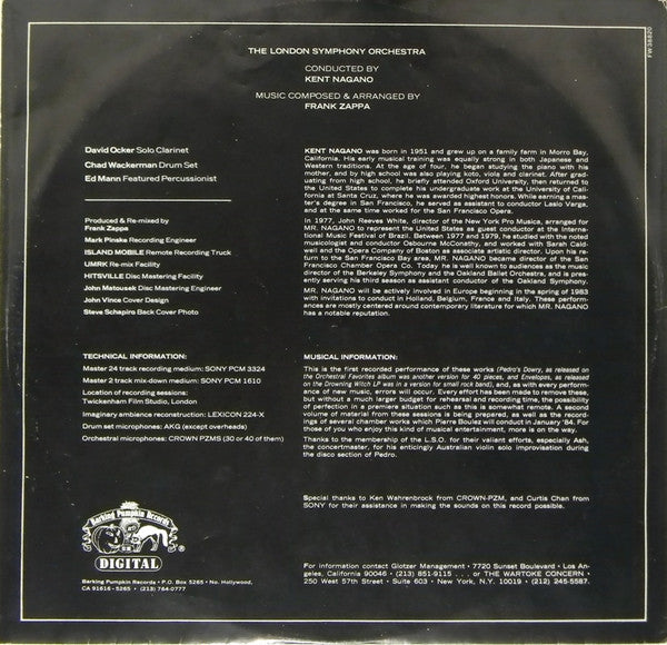 The London Symphony Orchestra - Zappa* / The London Symphony Orchestra* Conducted By Kent Nagano
