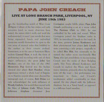 Papa John Creach : Live At The Long Branch Park (2xCD, Album, Unofficial)
