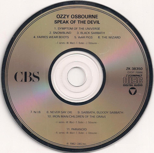 Ozzy Osbourne : Speak Of The Devil (CD, Album, RE)