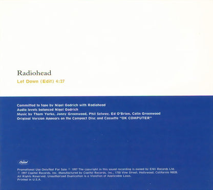 Radiohead : Let Down (CD, Single, Promo)