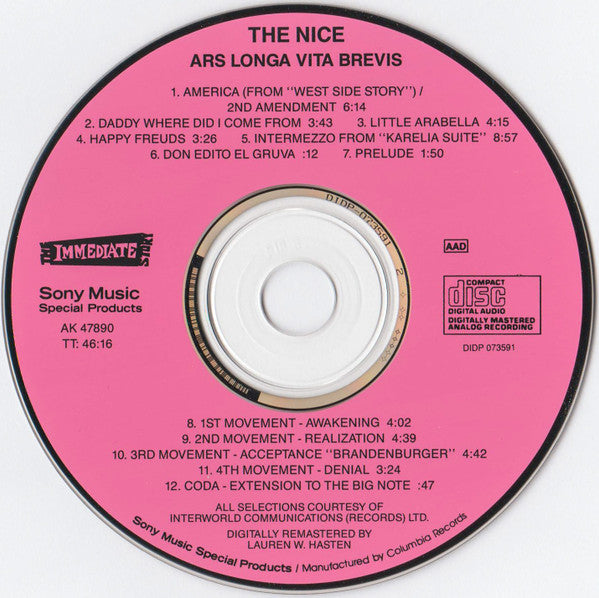 The Nice : Ars Longa Vita Brevis (CD, Album, RE, RM)