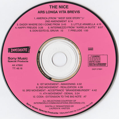 The Nice : Ars Longa Vita Brevis (CD, Album, RE, RM)