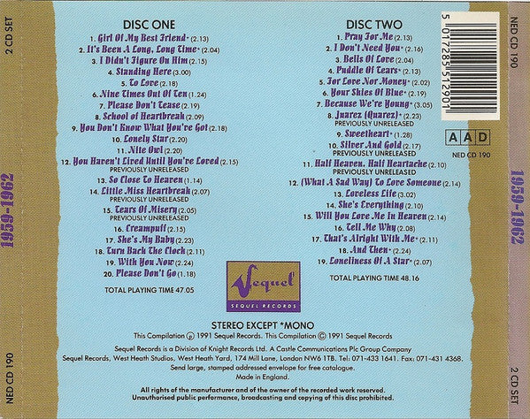 Ral Donner : The Complete Ral Donner 1959-1962 (2xCD, Comp)