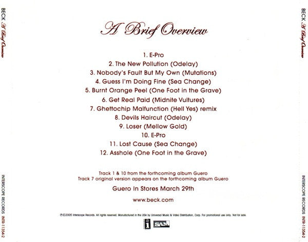 Beck : A Brief Overview (CD, Comp, Promo)