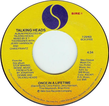 Talking Heads : Once In A Lifetime (7", Single, Spe)