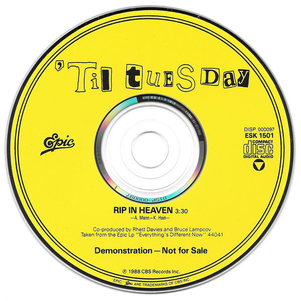 'Til Tuesday : Rip In Heaven (CD, Single, Promo)