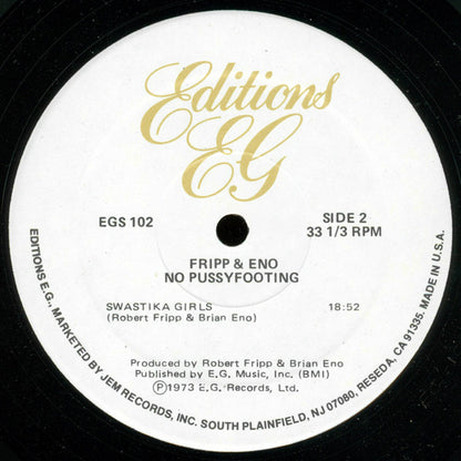 Fripp & Eno : (No Pussyfooting) (LP, Album, RE, Hub)
