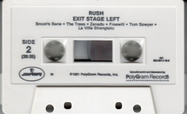 Rush : Exit...Stage Left (Cass, Album, RE)