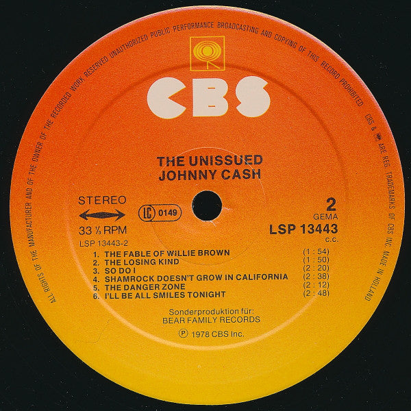 Johnny Cash : The Unissued Johnny Cash (LP, Comp, Ora)