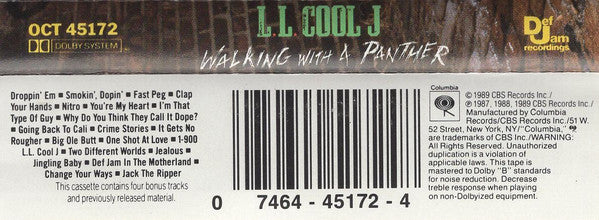 L.L. Cool J* : Walking With A Panther (Cass, Album, Tra)