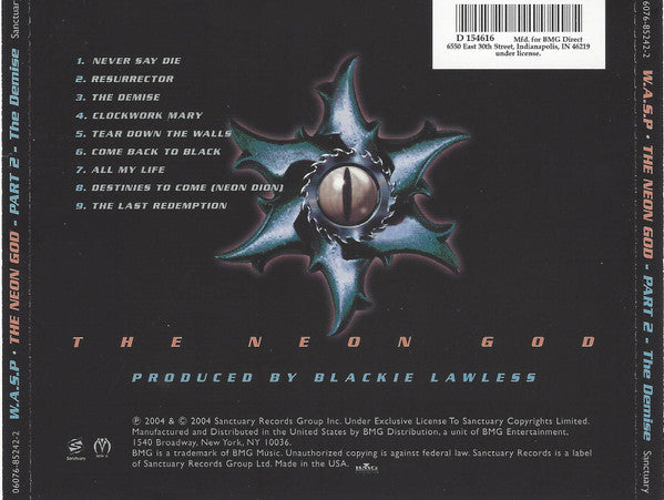 W.A.S.P. : The Neon God: Part 2 - The Demise (CD, Album, Club)