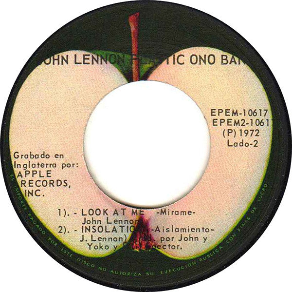 John Lennon / The Plastic Ono Band : Mother / My Mummy's Dead / Look At Me / Isolation (7", EP)