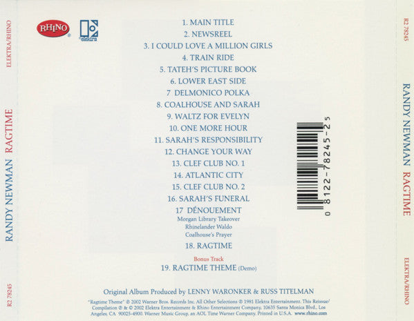 Randy Newman : Ragtime - Music From The Motion Picture Plus Additional Music (CD, Album, RE)