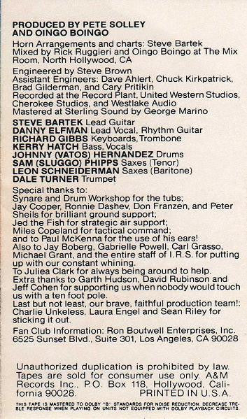 Oingo Boingo : Only A Lad (Cass, Album, RE, Gri)