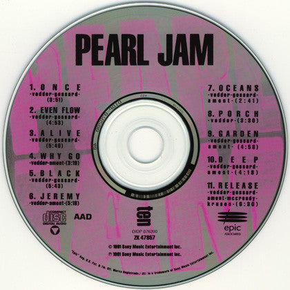 Pearl Jam : Ten (CD, Album, Club)