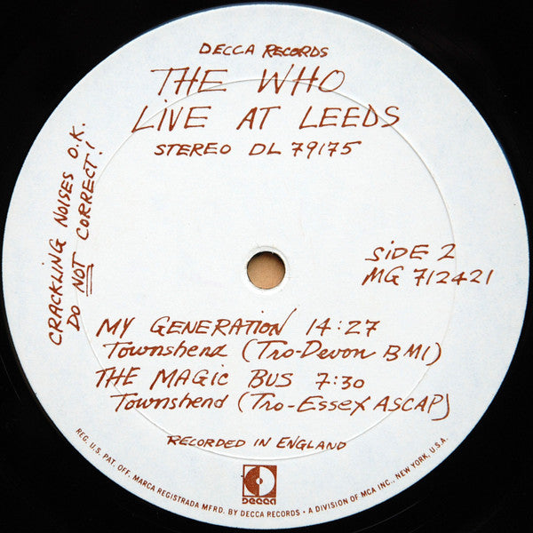 The Who : Live At Leeds (LP, Album, Gat)