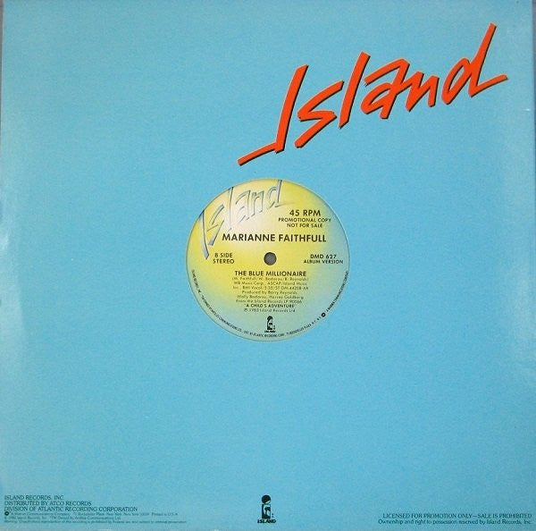 Marianne Faithfull : The Blue Millionaire (12", Promo)