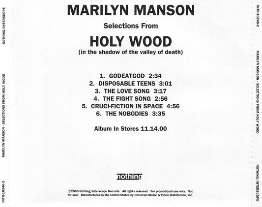Marilyn Manson : Selections From Holy Wood (In The Shadow Of The Valley Of Death) (CD, Promo, Smplr)