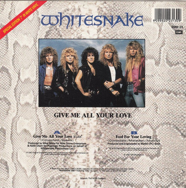 Whitesnake : Give Me All Your Love (7", Single, S/Edition, Whi)